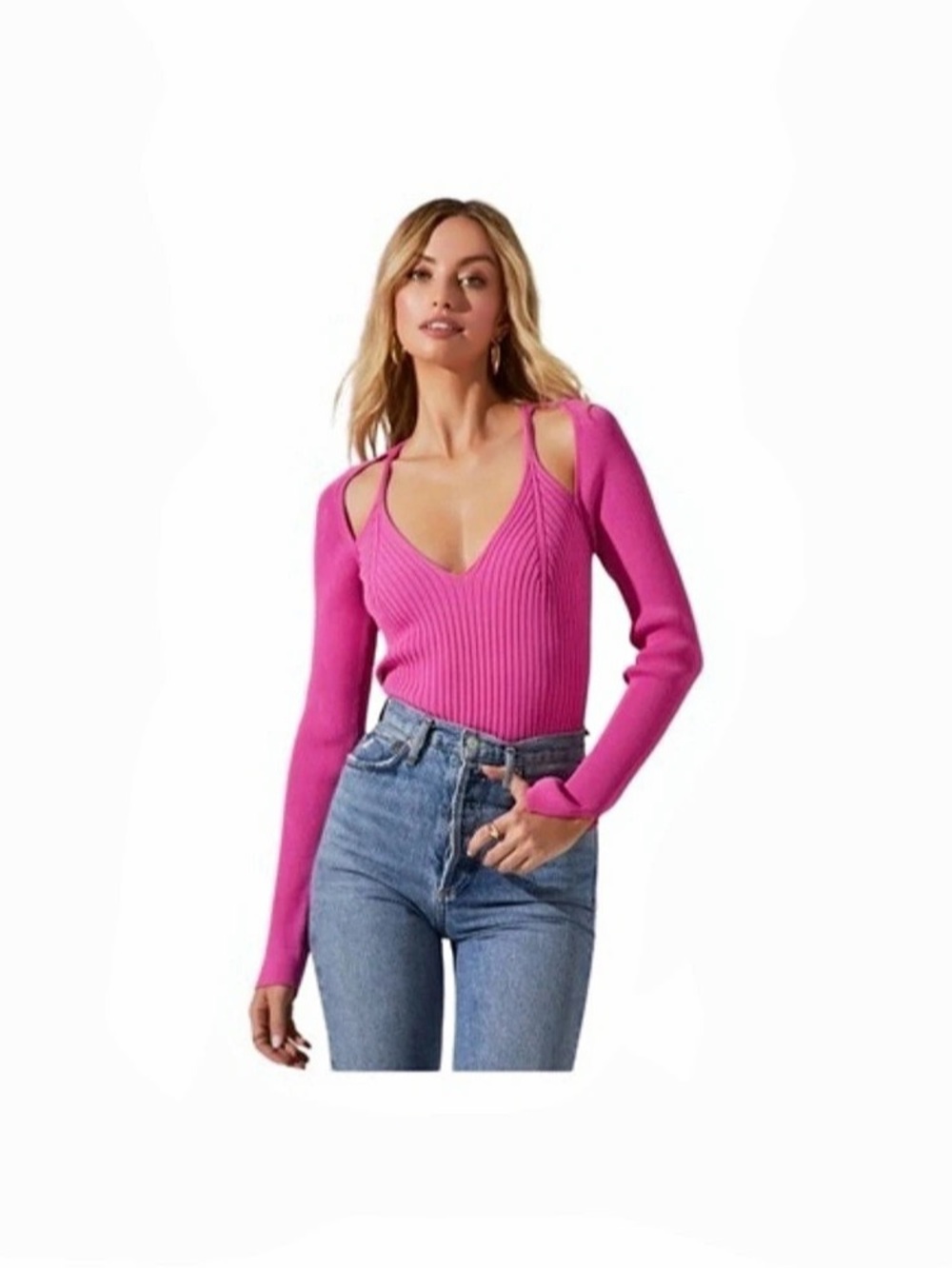 ASTR The Label Abigail Shrug & Camisole Set Pink XS